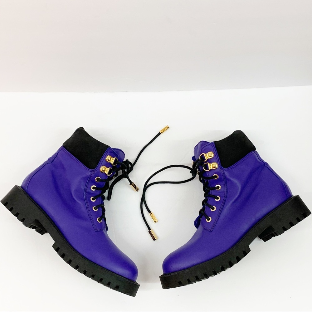 SOLD Moschino H&M Purple Leather Boots Women New - Picture 10 of 10